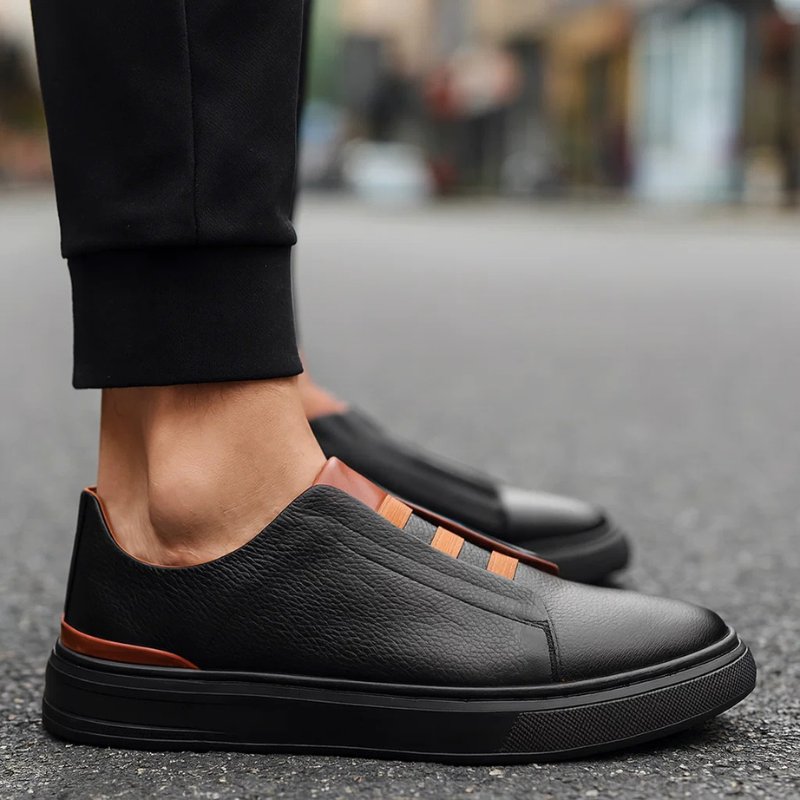 Men's Leather Slip-On Sneakers