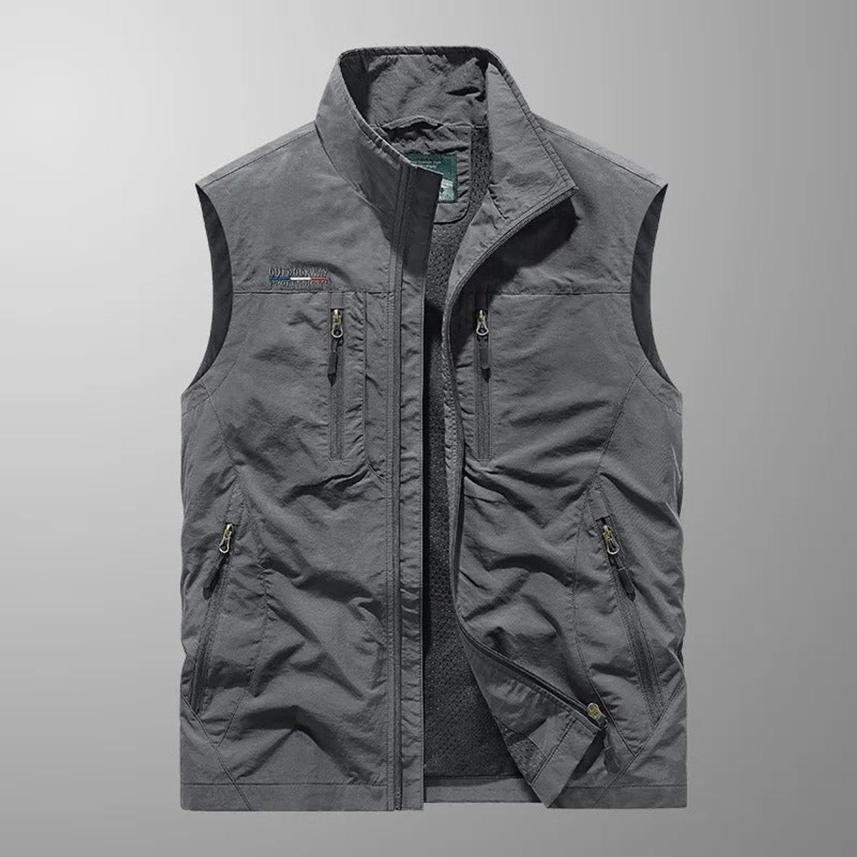 Men's Lightweight Multi-Pocket Cargo Gilet - Gray
