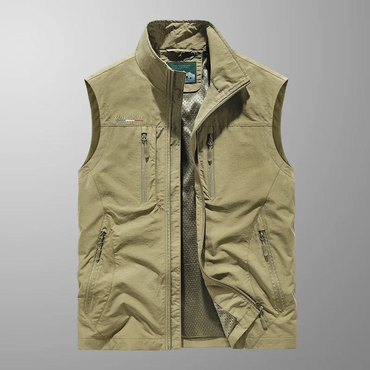 Men's Lightweight Multi-Pocket Cargo Gilet - Khaki