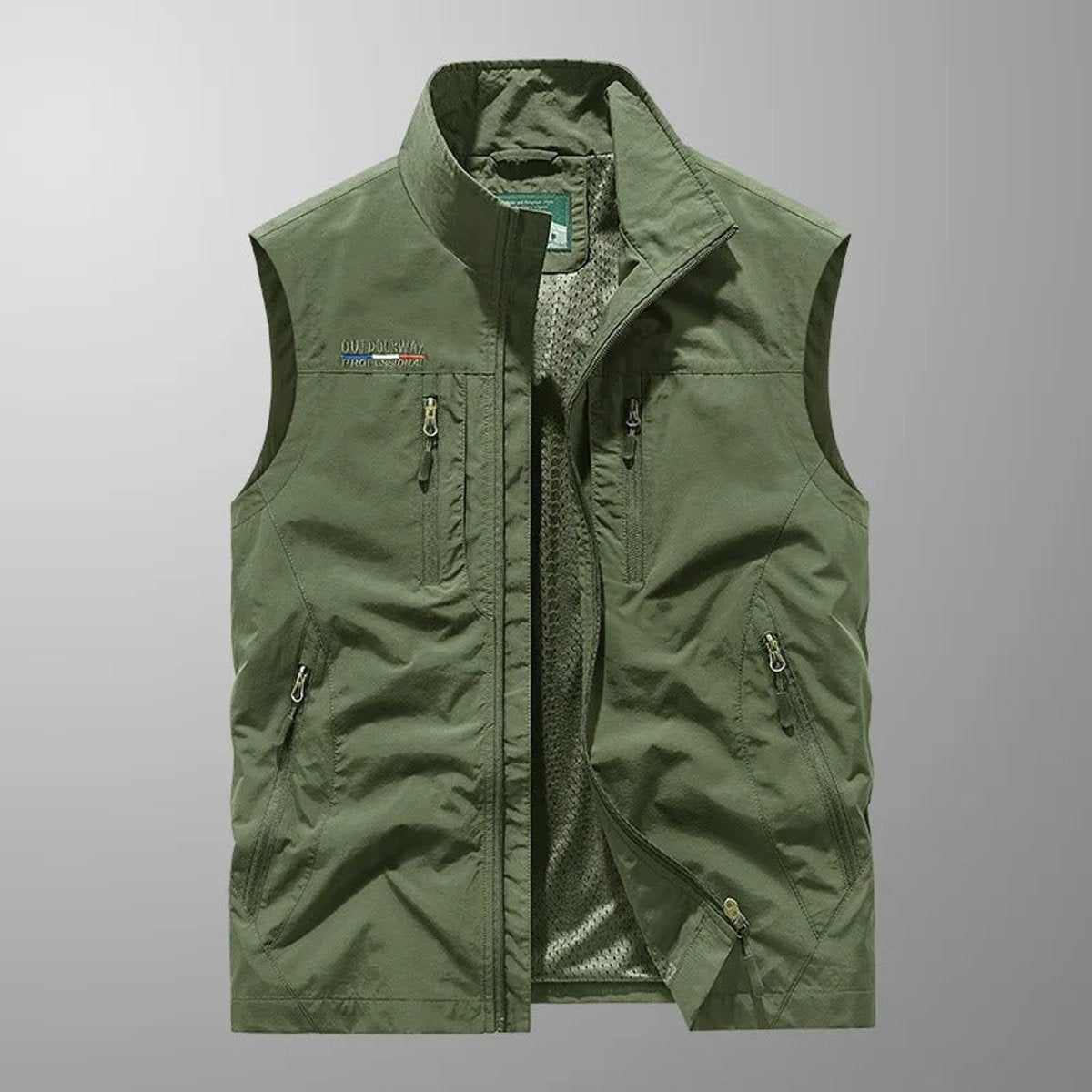 Men's Lightweight Multi-Pocket Cargo Gilet - Green