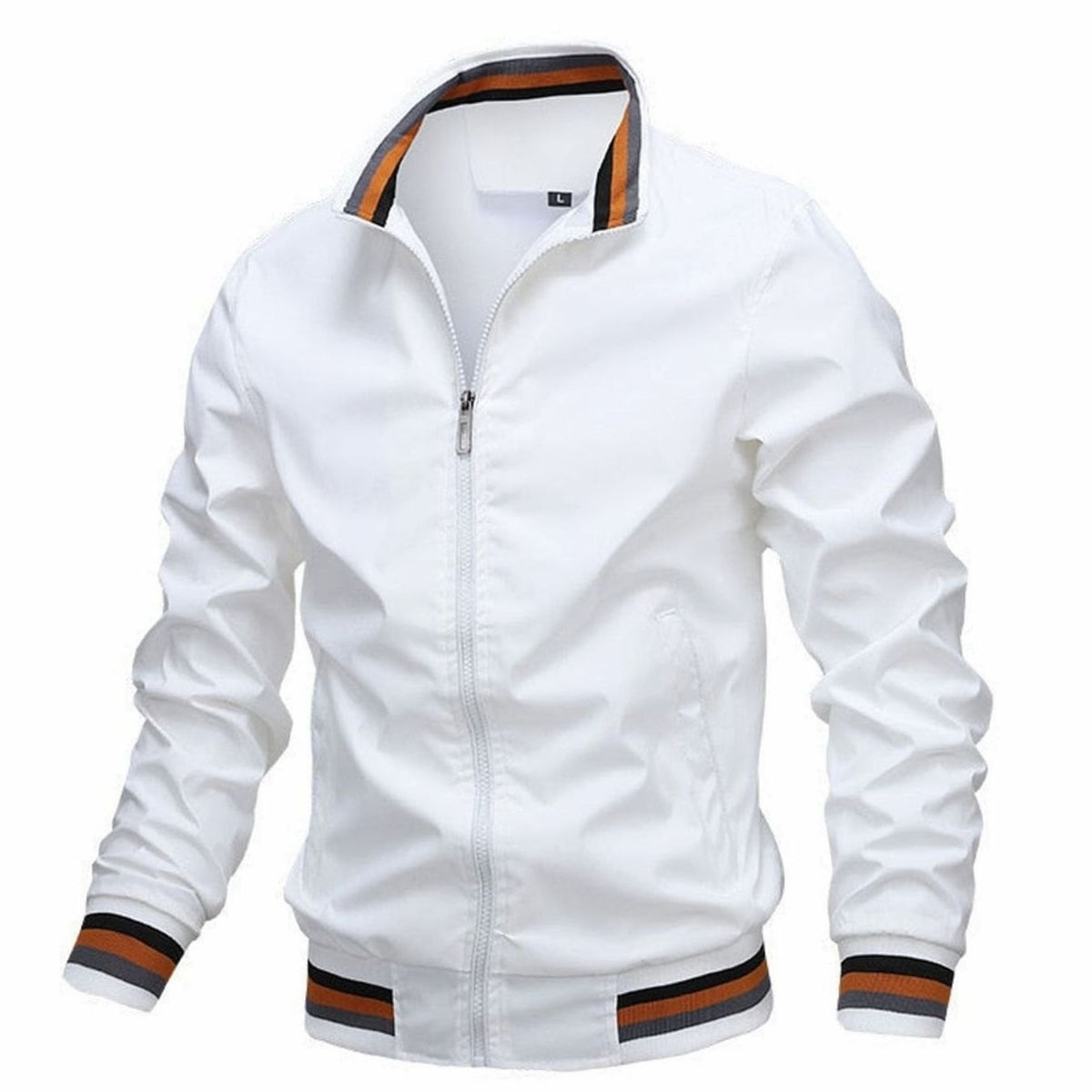 Men's Stand-Collar Ribbed Bomber Jacket - Yellow