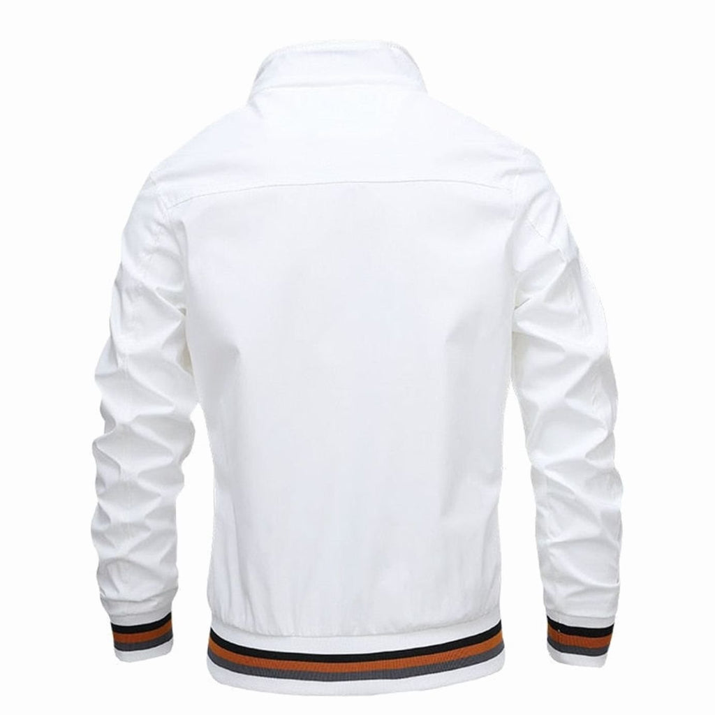 Men's Stand-Collar Ribbed Bomber Jacket