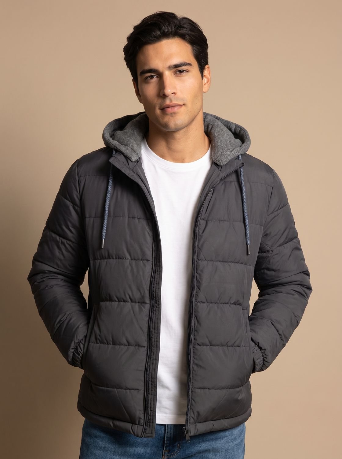 Men's Slim-Fit Lightweight Hooded Puffer Jacket