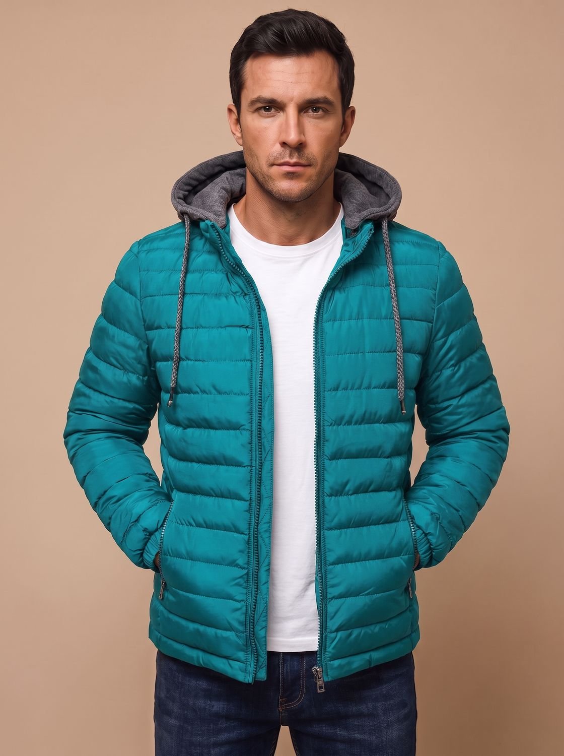 Men's Slim-Fit Lightweight Hooded Puffer Jacket