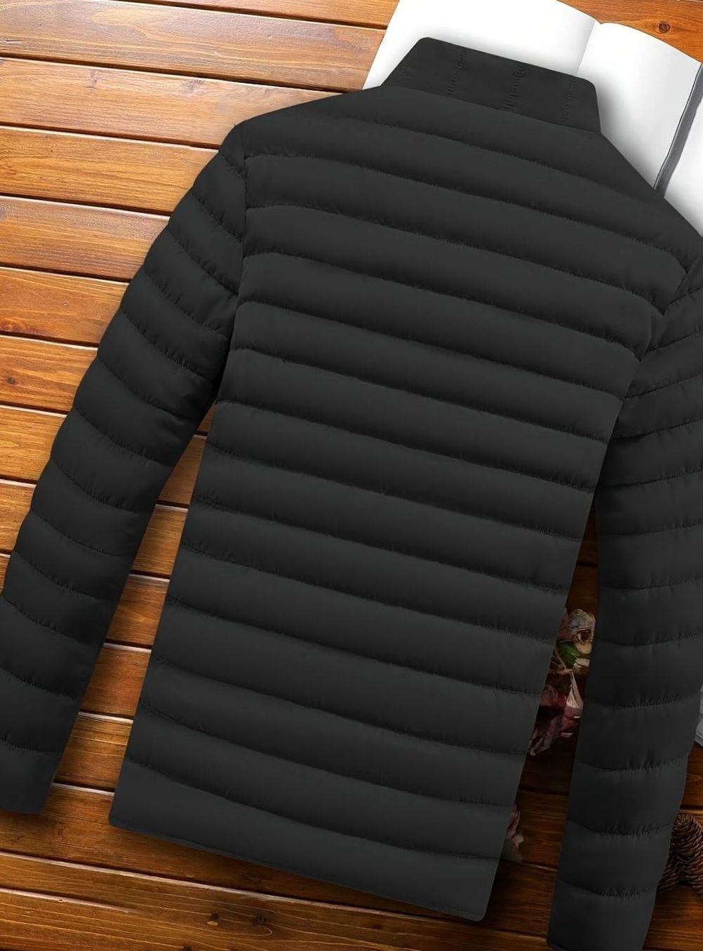 Men's Horizontal-Quilted Packable Zip-Up Puffer Jacket