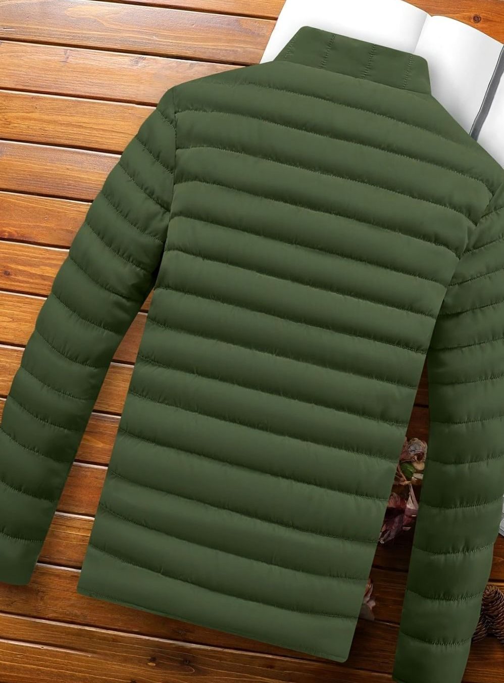 Men's Horizontal-Quilted Packable Zip-Up Puffer Jacket
