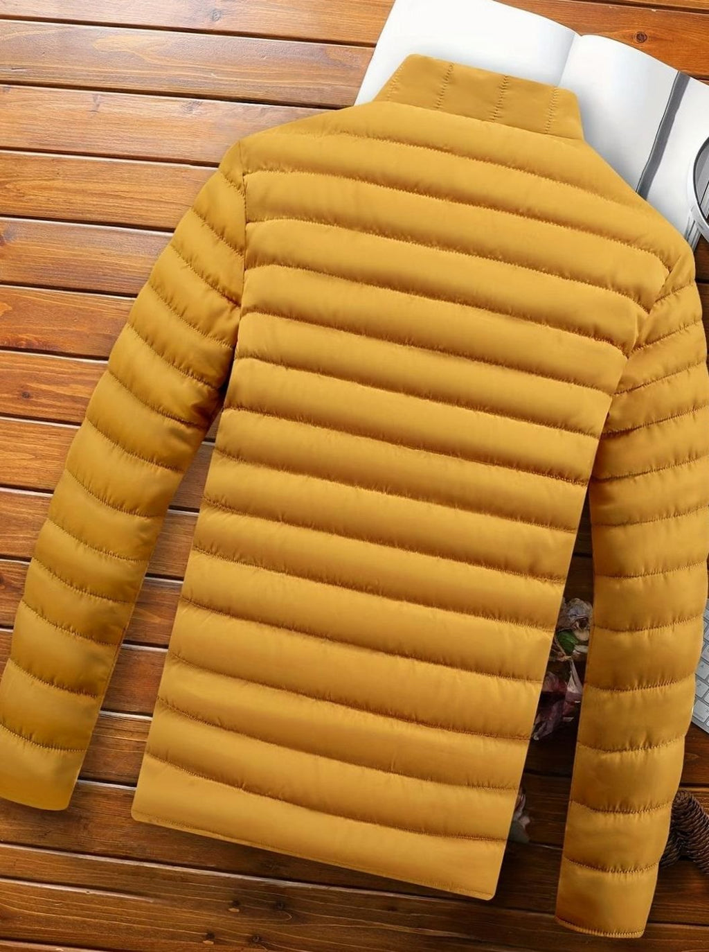 Men's Horizontal-Quilted Packable Zip-Up Puffer Jacket