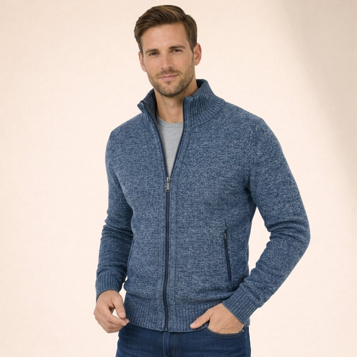 Men's Merino Wool Full-Zip Sweater