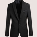 Men's Modern Fit Single Button Notch Lapel Blazer - Black