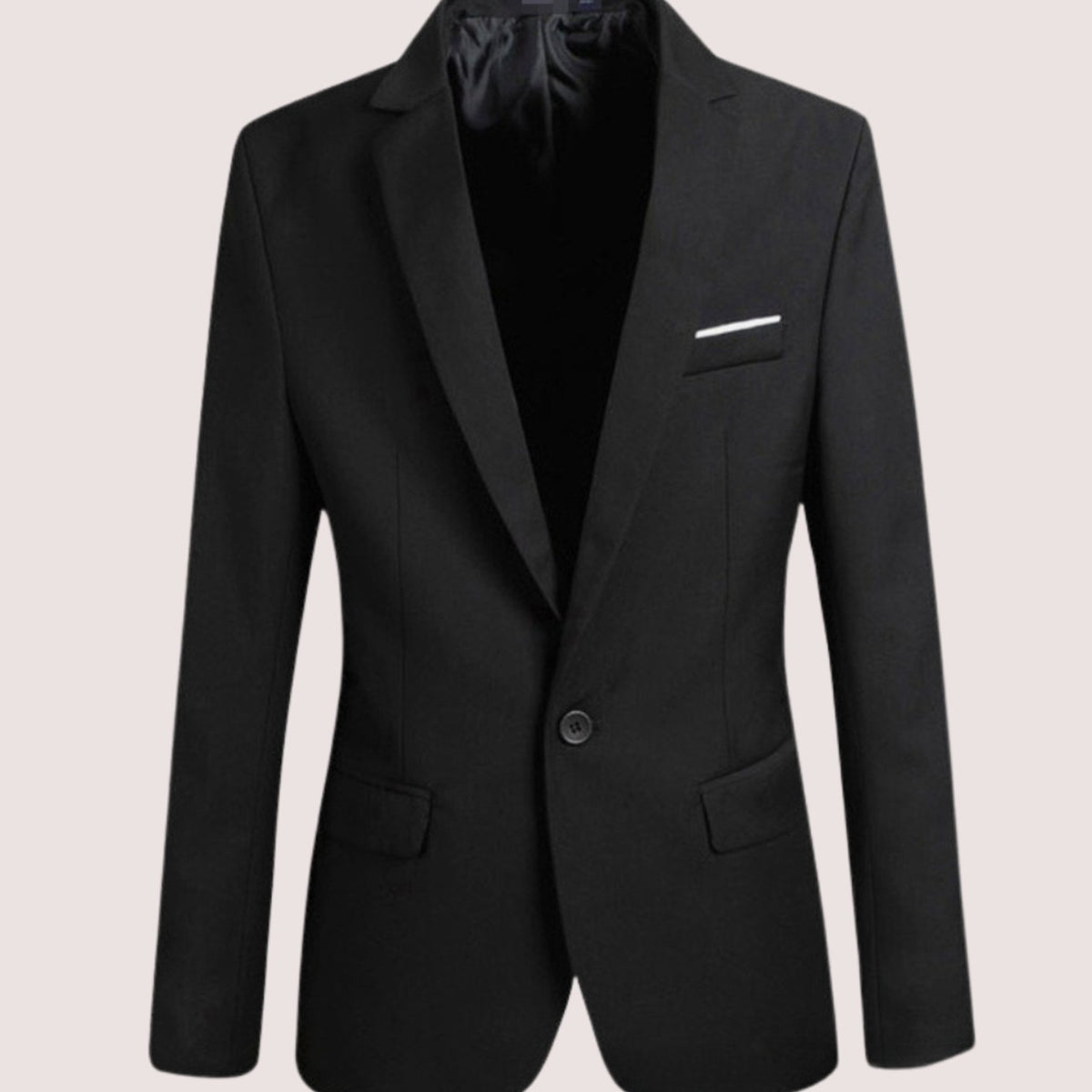 Men's Modern Fit Single Button Notch Lapel Blazer - Black