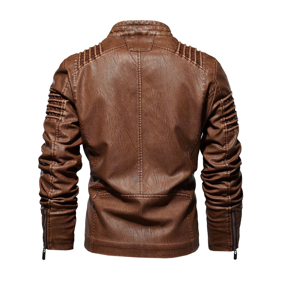 Men's Fleece-Lined Faux Leather Moto Jacket