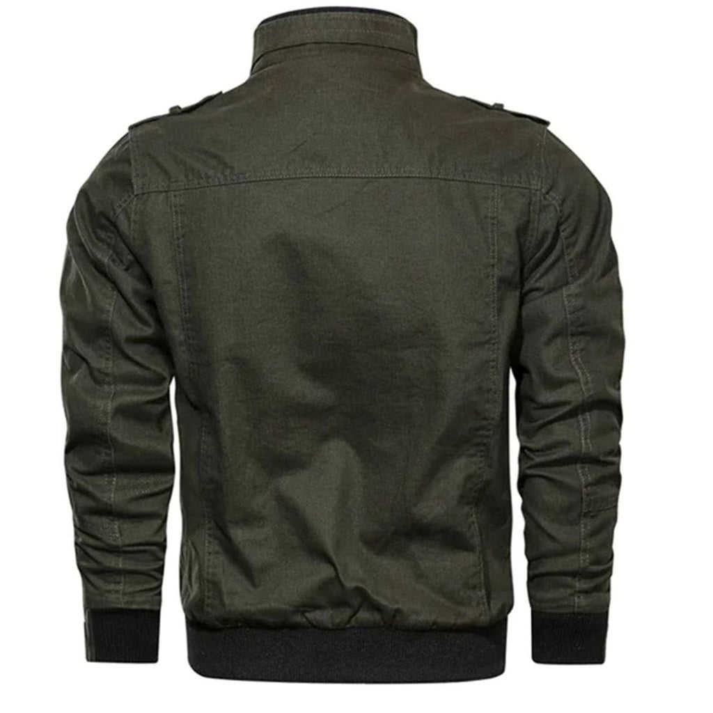 Men's Military-Style Bomber Jacket - Black