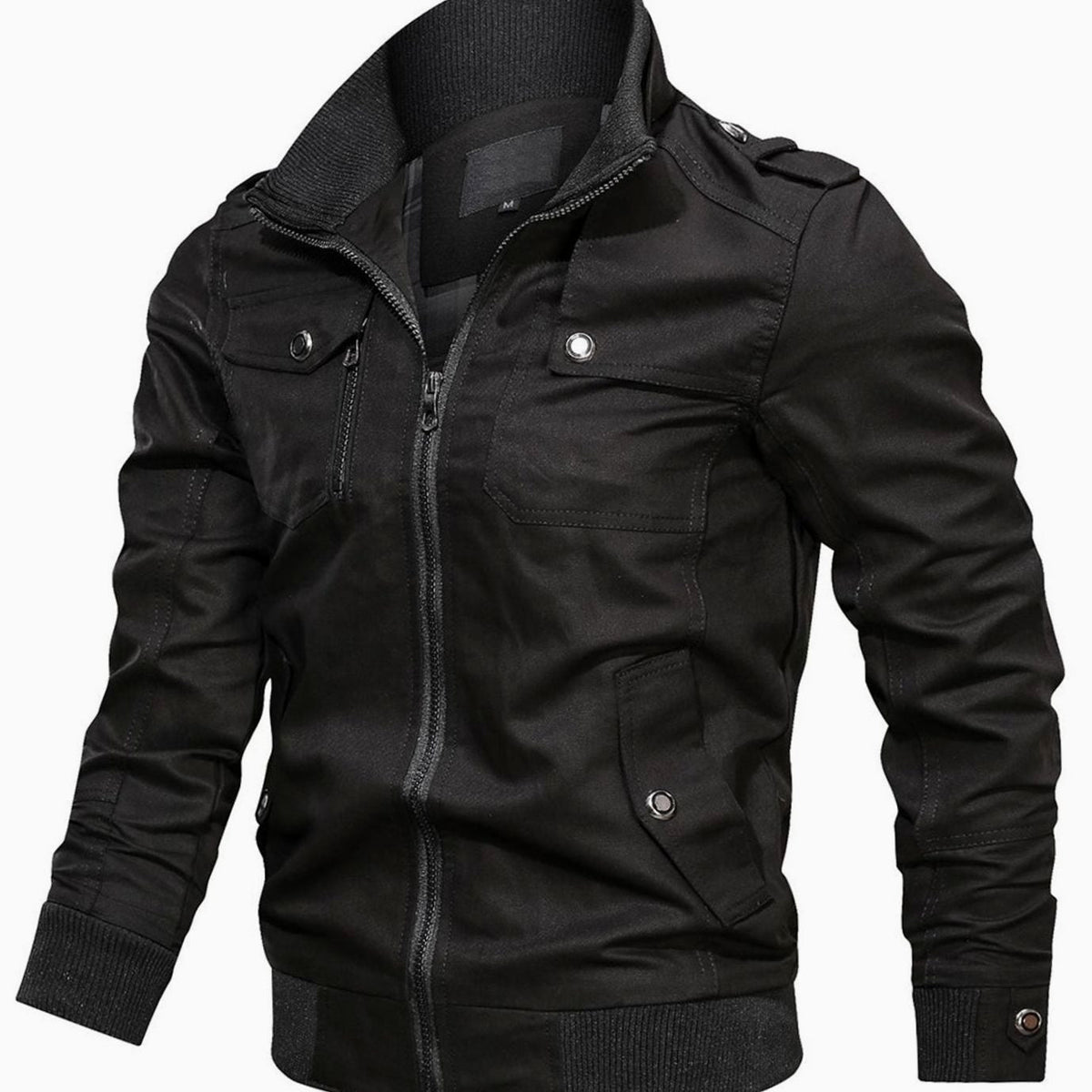 Men's Military-Style Bomber Jacket - Dark Blue