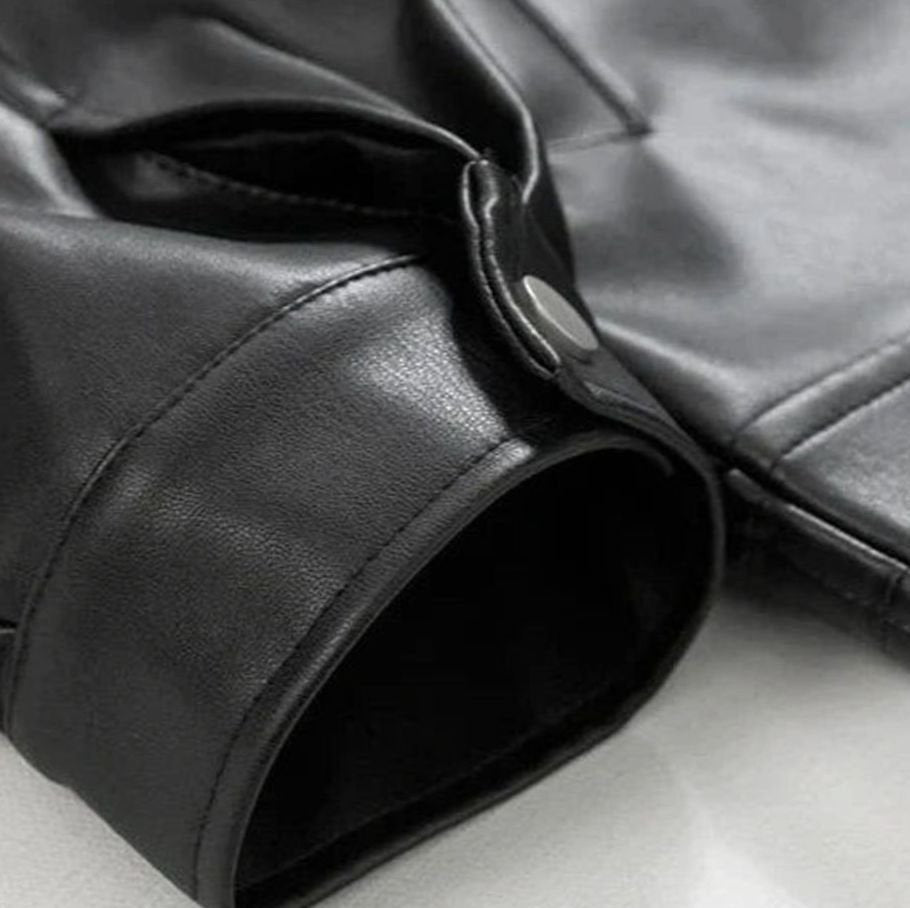 Men's Oversized Faux Leather Bomber Jacket