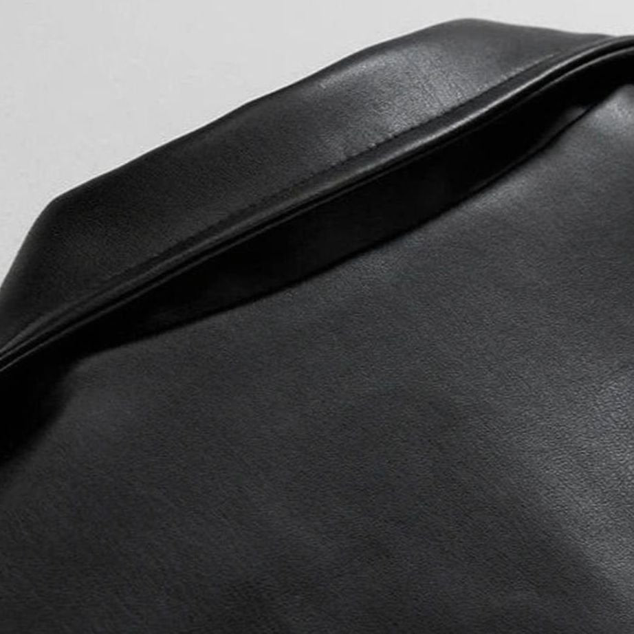 Men's Oversized Faux Leather Bomber Jacket