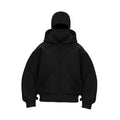 Men's Oversized Full-Zip Balaclava Hoodie Jacket - Black