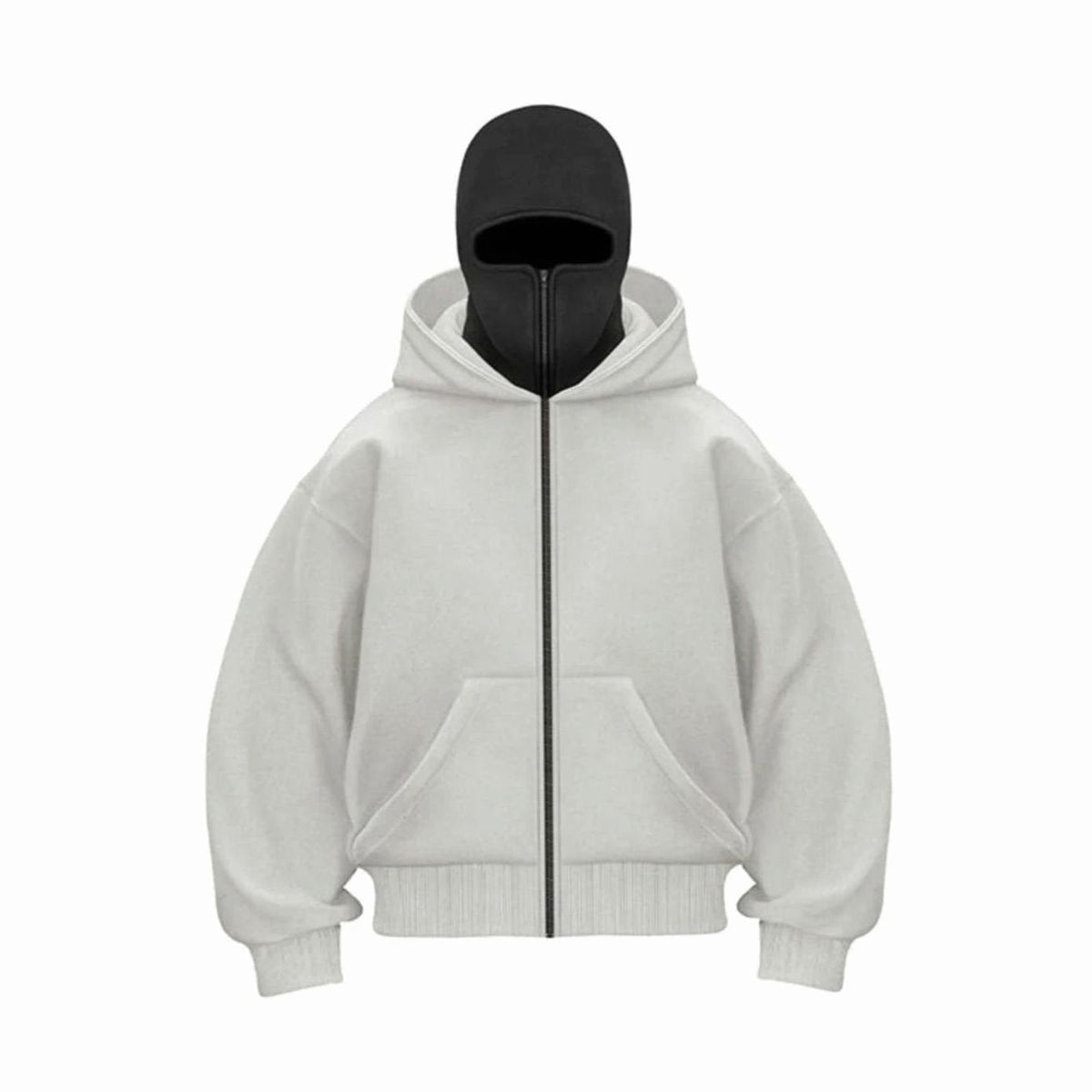 Men's Oversized Full-Zip Balaclava Hoodie Jacket - Gray