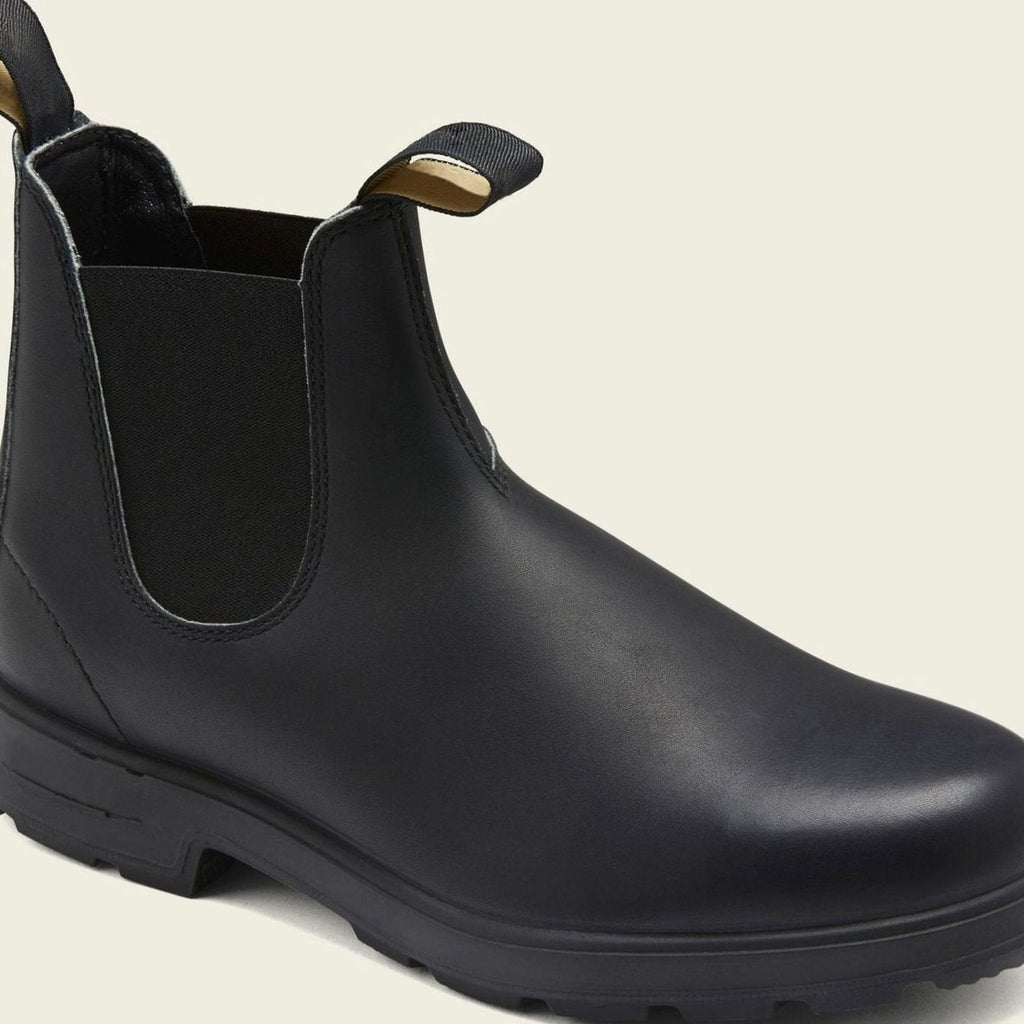 Men's Leather Pull-Tab Chelsea Boots with Elastic Gussets - Black