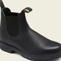 Men's Leather Pull-Tab Chelsea Boots with Elastic Gussets - Black