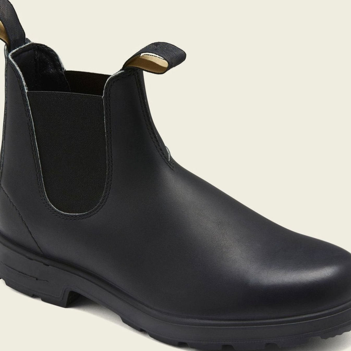 Men's Leather Pull-Tab Chelsea Boots with Elastic Gussets - Black