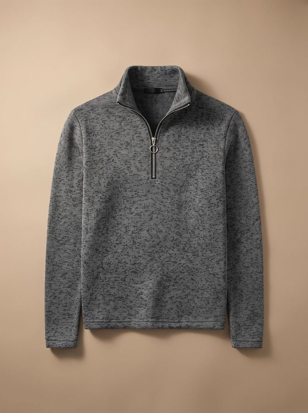 Men's Marl Fine-Knit Quarter-Zip Stand Collar Sweater
