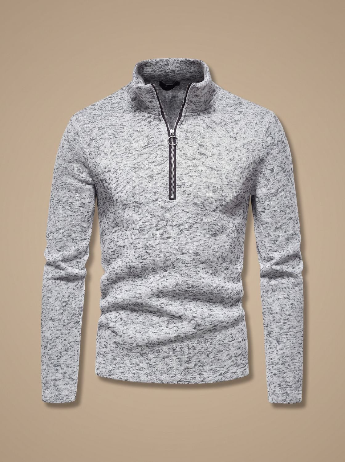 Men's Marl Fine-Knit Quarter-Zip Stand Collar Sweater