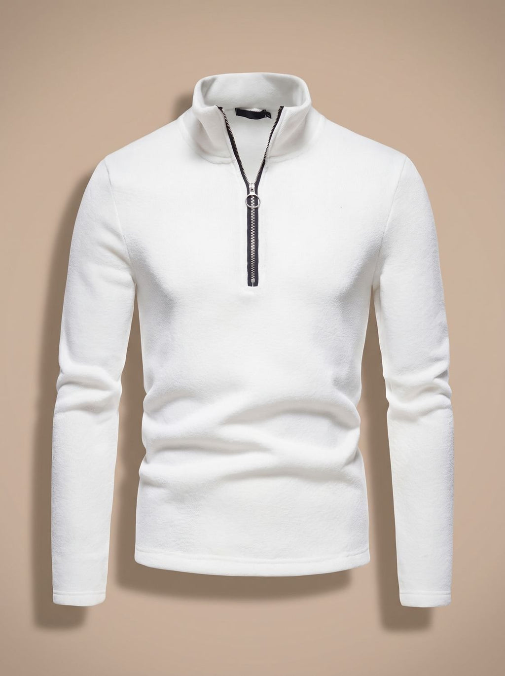 Men's Marl Fine-Knit Quarter-Zip Stand Collar Sweater