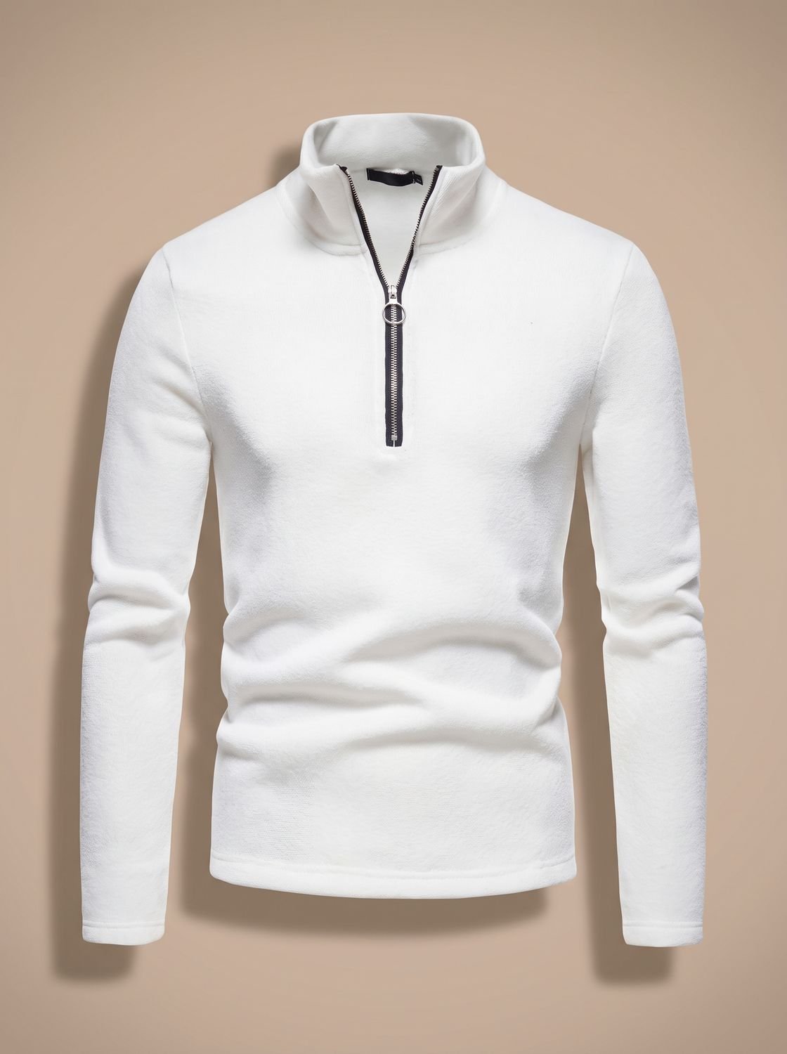 Men's Marl Fine-Knit Quarter-Zip Stand Collar Sweater