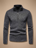 Men's Marl Fine-Knit Quarter-Zip Stand Collar Sweater - Dark Gray