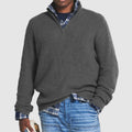 Men's Quarter-Zip Ribbed Sweater - Gray