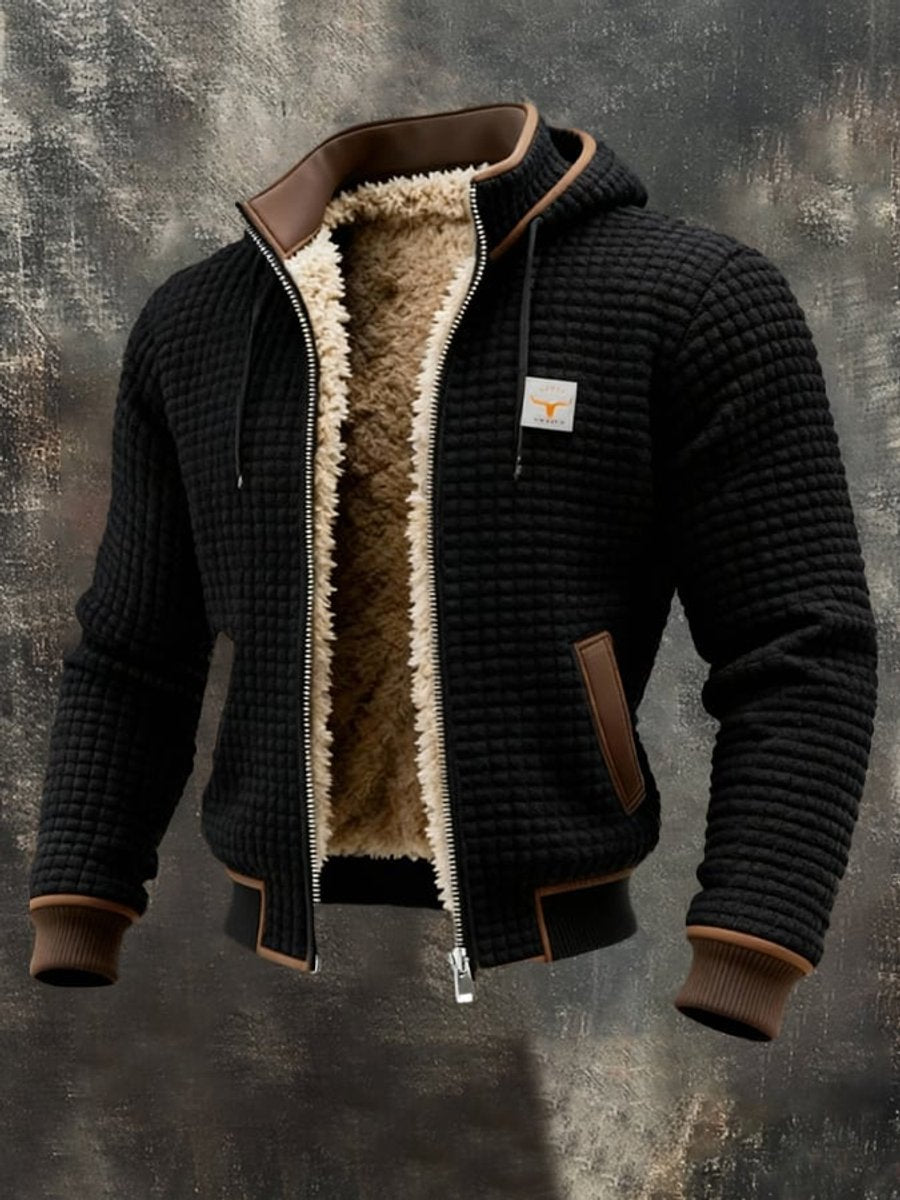 Men's Quilted Fleece-Lined Jacket - Black