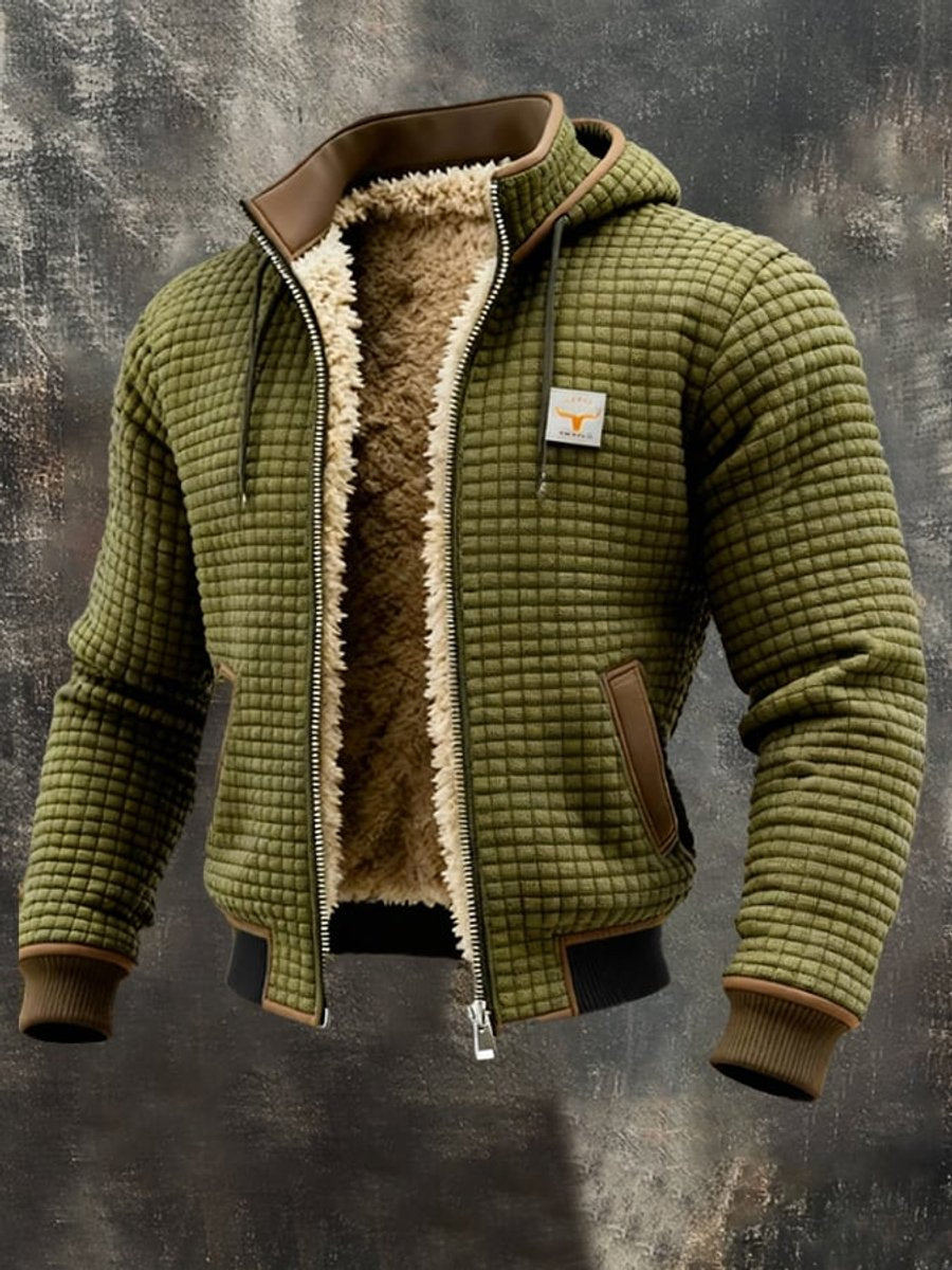 Men's Quilted Fleece-Lined Jacket - Olive Green