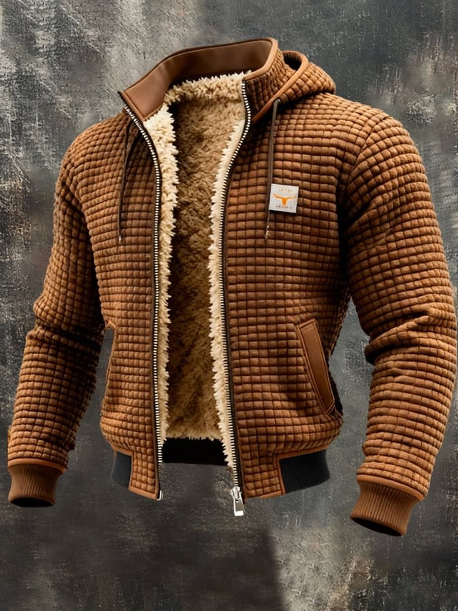 Men's Quilted Fleece-Lined Jacket - Brown