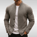 Men's Quilted Mandarin-Collar Blazer Jacket - Gray