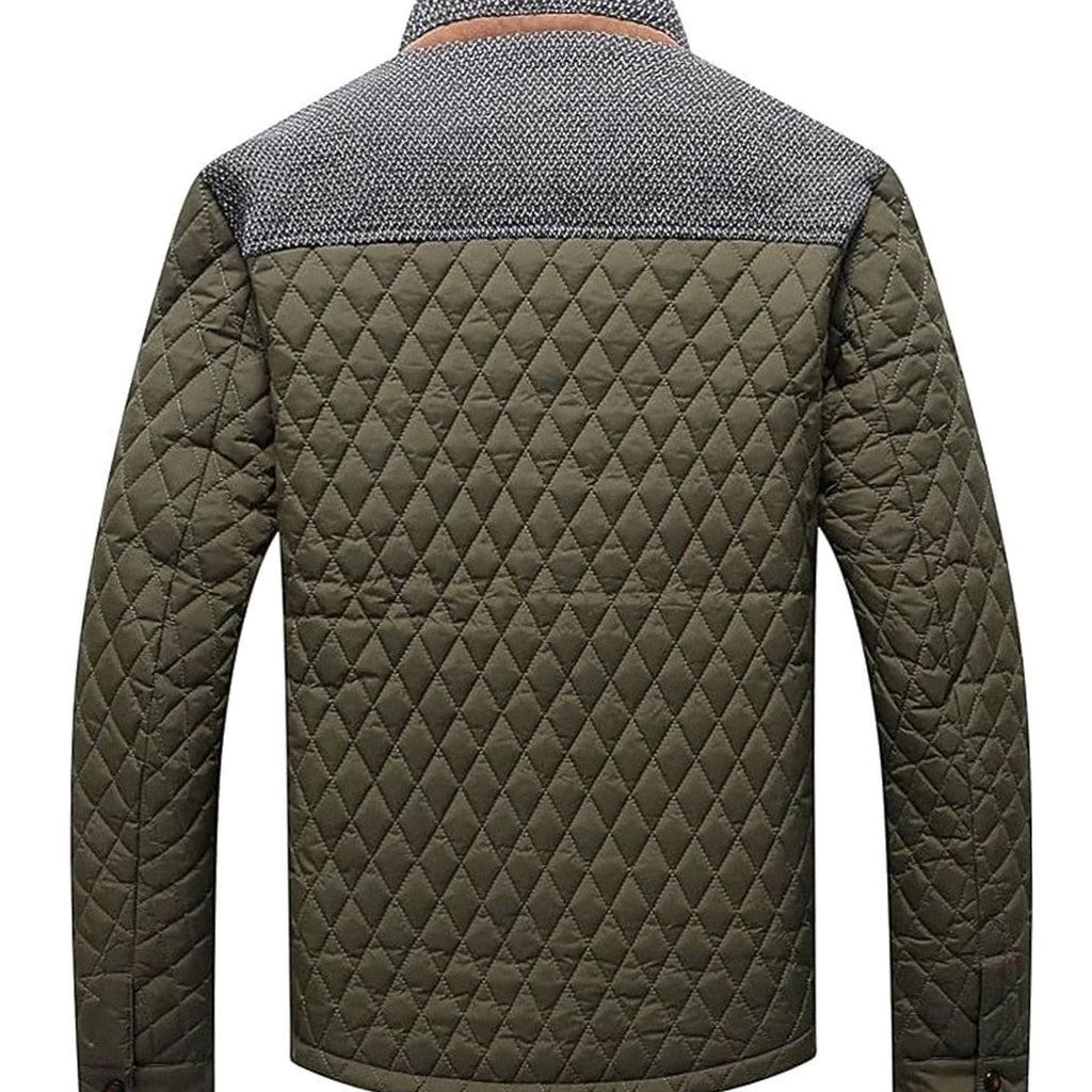 Men's Diamond-Quilted Stand-Collar Snap-Front Jacket