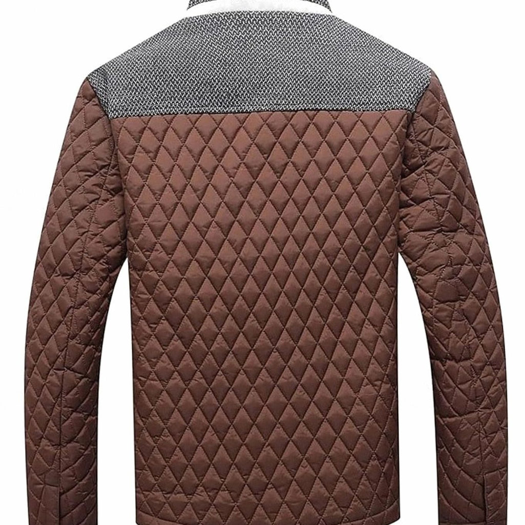 Men's Diamond-Quilted Stand-Collar Snap-Front Jacket