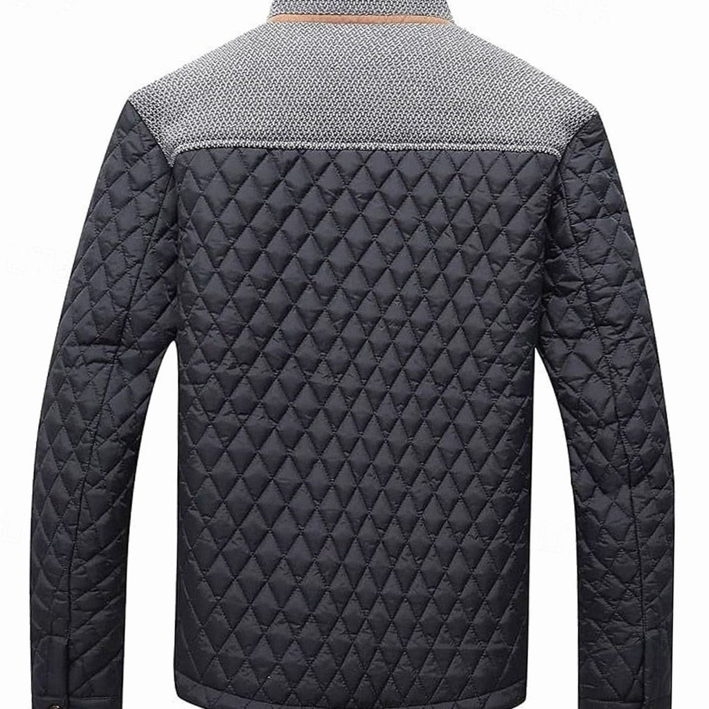 Men's Diamond-Quilted Stand-Collar Snap-Front Jacket