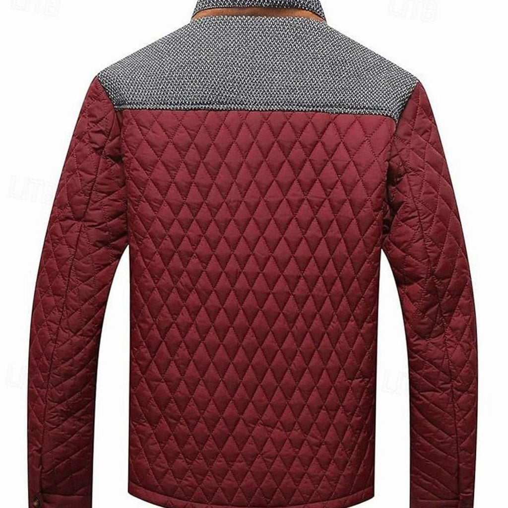 Men's Diamond-Quilted Stand-Collar Snap-Front Jacket