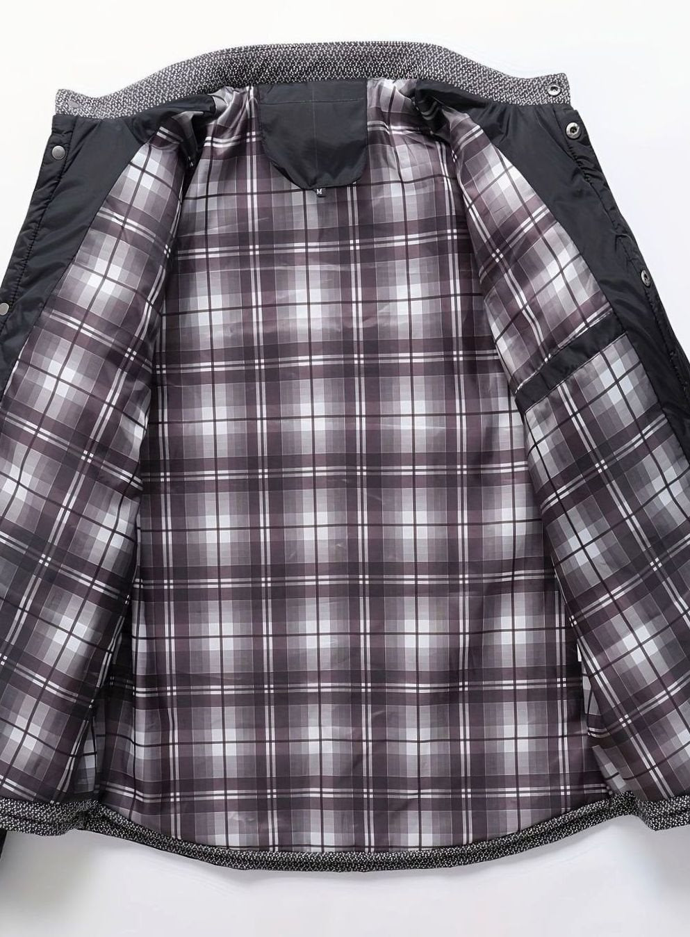 Men's Diamond-Quilted Stand-Collar Jacket with Knit Shoulders