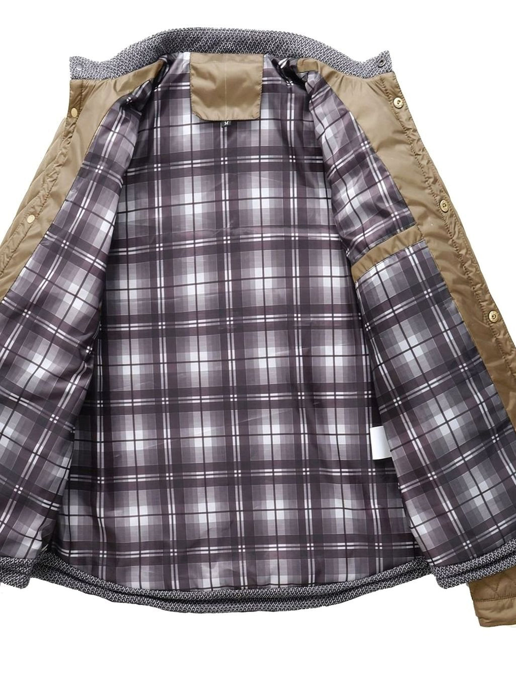 Men's Diamond-Quilted Stand-Collar Jacket with Knit Shoulders