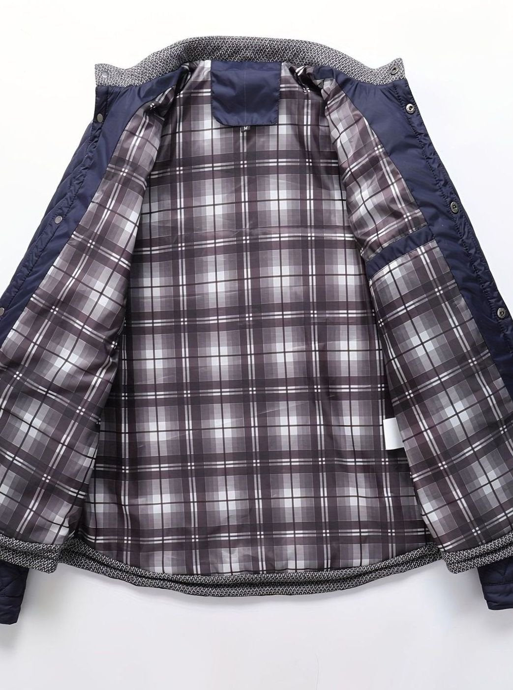 Men's Diamond-Quilted Stand-Collar Jacket with Knit Shoulders