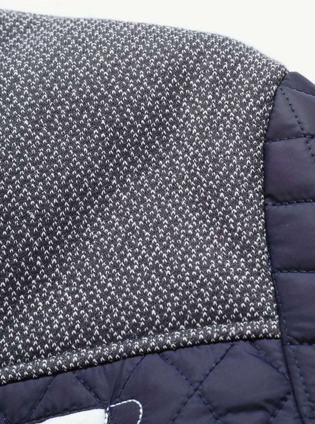 Men's Diamond-Quilted Stand-Collar Jacket with Knit Shoulders