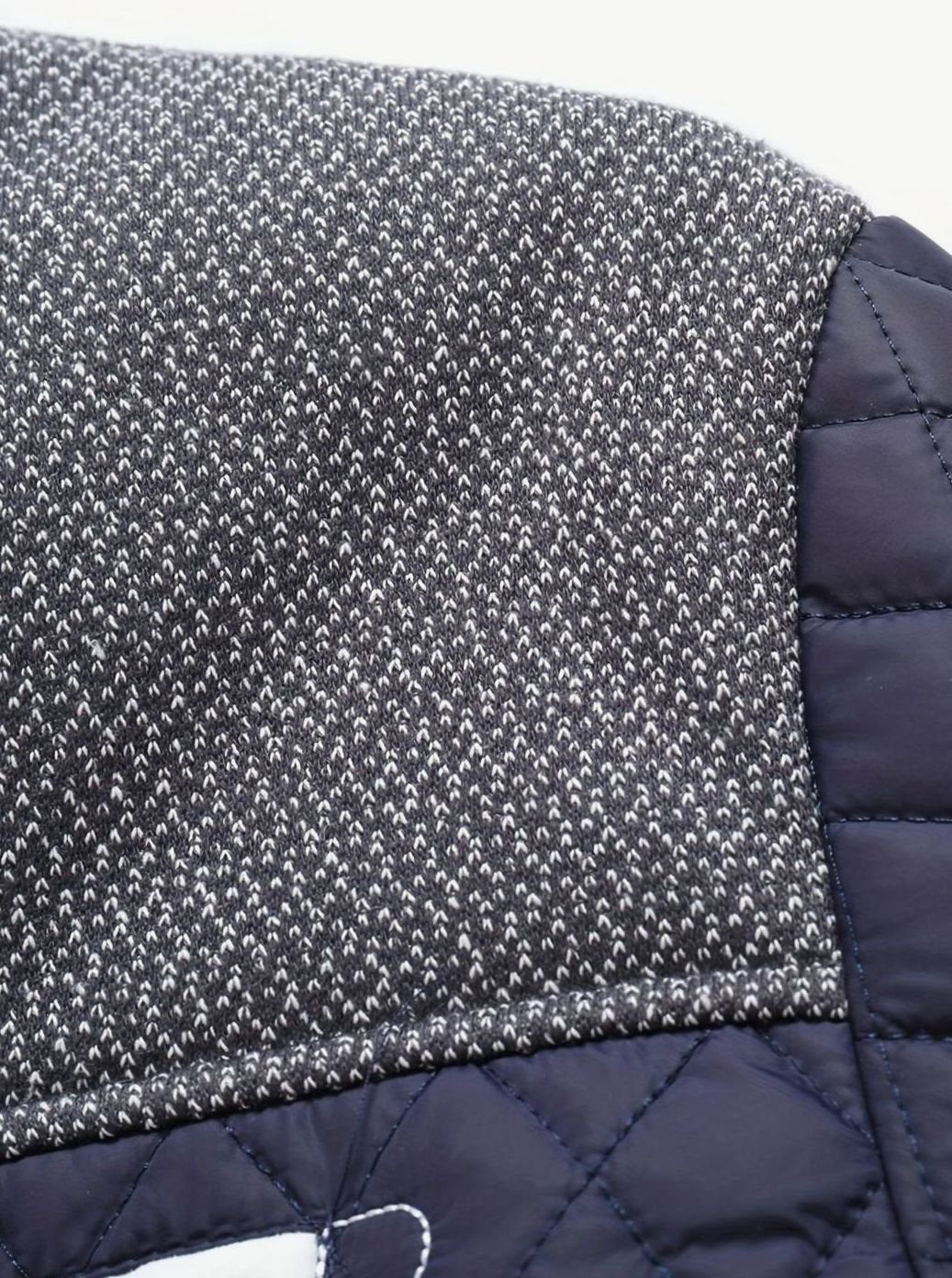 Men's Diamond-Quilted Stand-Collar Jacket with Knit Shoulders
