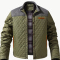 Men's Snap-Front Quilted Jacket with Plaid Flannel Lining - Fern Green