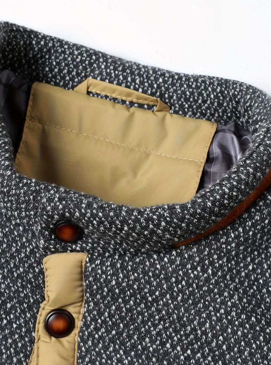 Men's Snap-Front Quilted Jacket with Plaid Flannel Lining