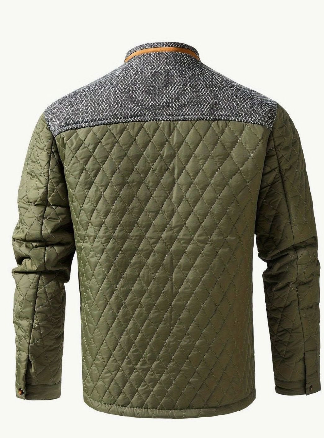 Men's Snap-Front Quilted Jacket with Plaid Flannel Lining