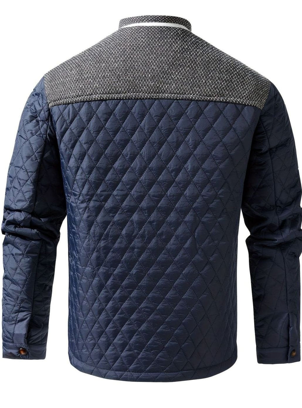 Men's Snap-Front Quilted Jacket with Plaid Flannel Lining
