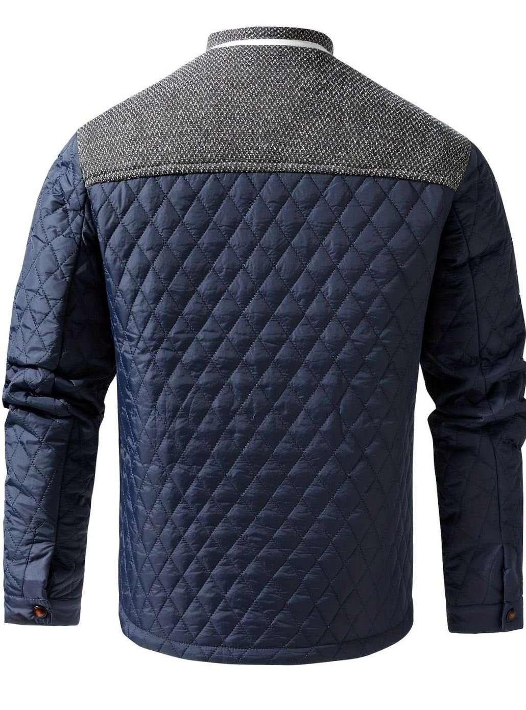 Men's Snap-Front Quilted Jacket with Plaid Flannel Lining