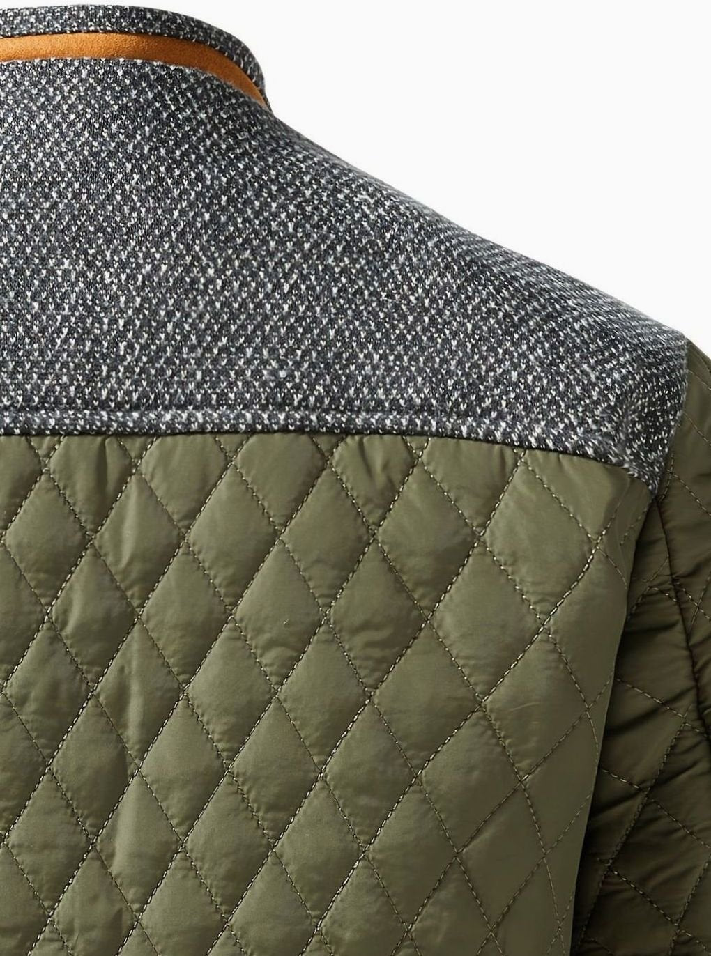 Men's Snap-Front Quilted Jacket with Plaid Flannel Lining