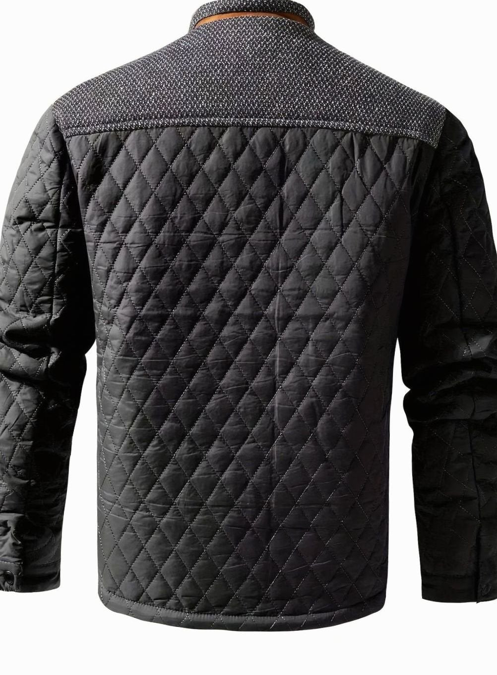 Men's Snap-Front Quilted Jacket with Plaid Flannel Lining